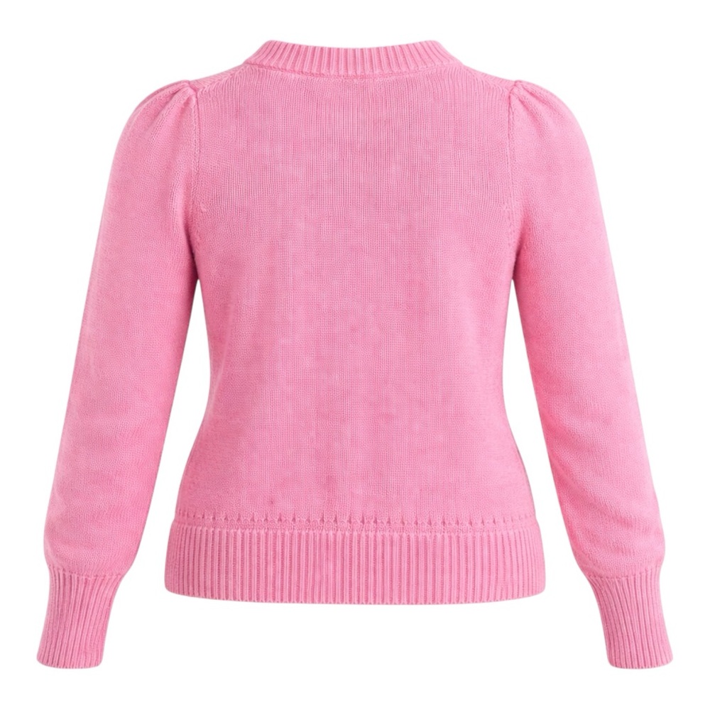 Scoop Women's Large Long Sleeve Puff Shoulder Sweater Acid Wash Dusky Pink NWT - Picture 2 of 11